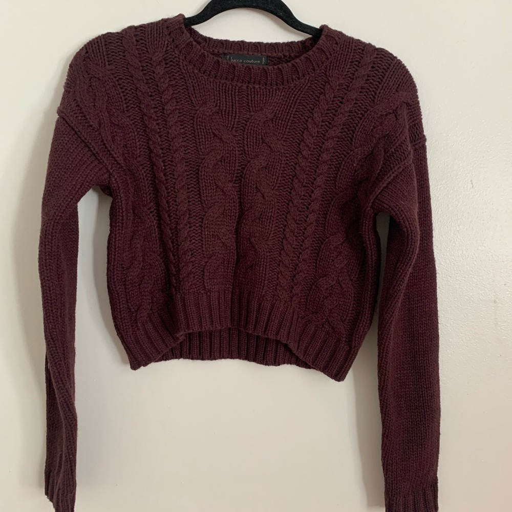 Gorgeous maroon knitted crop top sweater